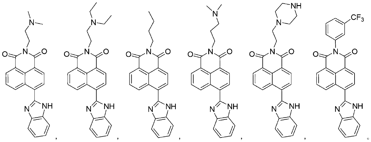 Synthesis of benzimidazole-containing naphthalimide derivatives and applications of benzimidazole-containing naphthalimide derivatives on cancer resistance