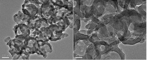 Preparation method and application of modified mesoporous hollow silica sphere adsorbent