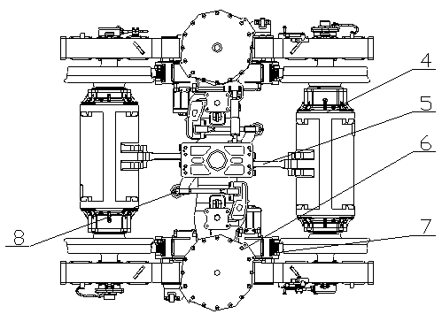 Small-wheelbase compact permanent magnet motor axle-hugging mounting type direct-drive bogie