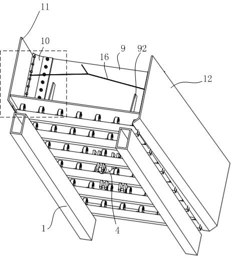 Unloading device with inclined and reciprocating bottom plate and transport vehicle