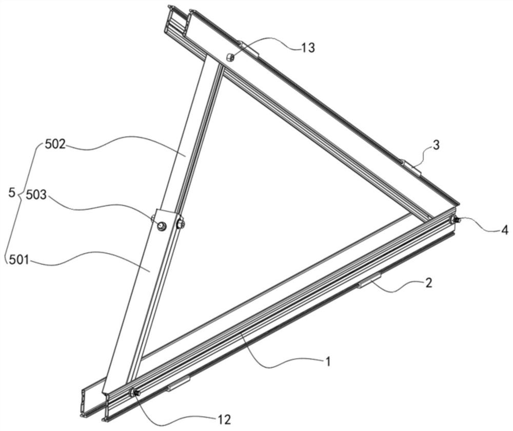 Inclined strut device for solar panel installation