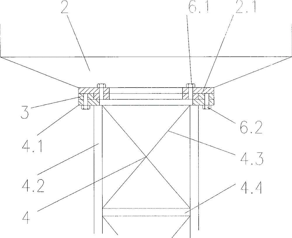 Truss type rear column structure and foundation for boarding bridge and construction method for truss type rear column structure and foundation