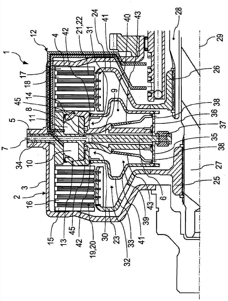 Inline clutch having middle contact pin