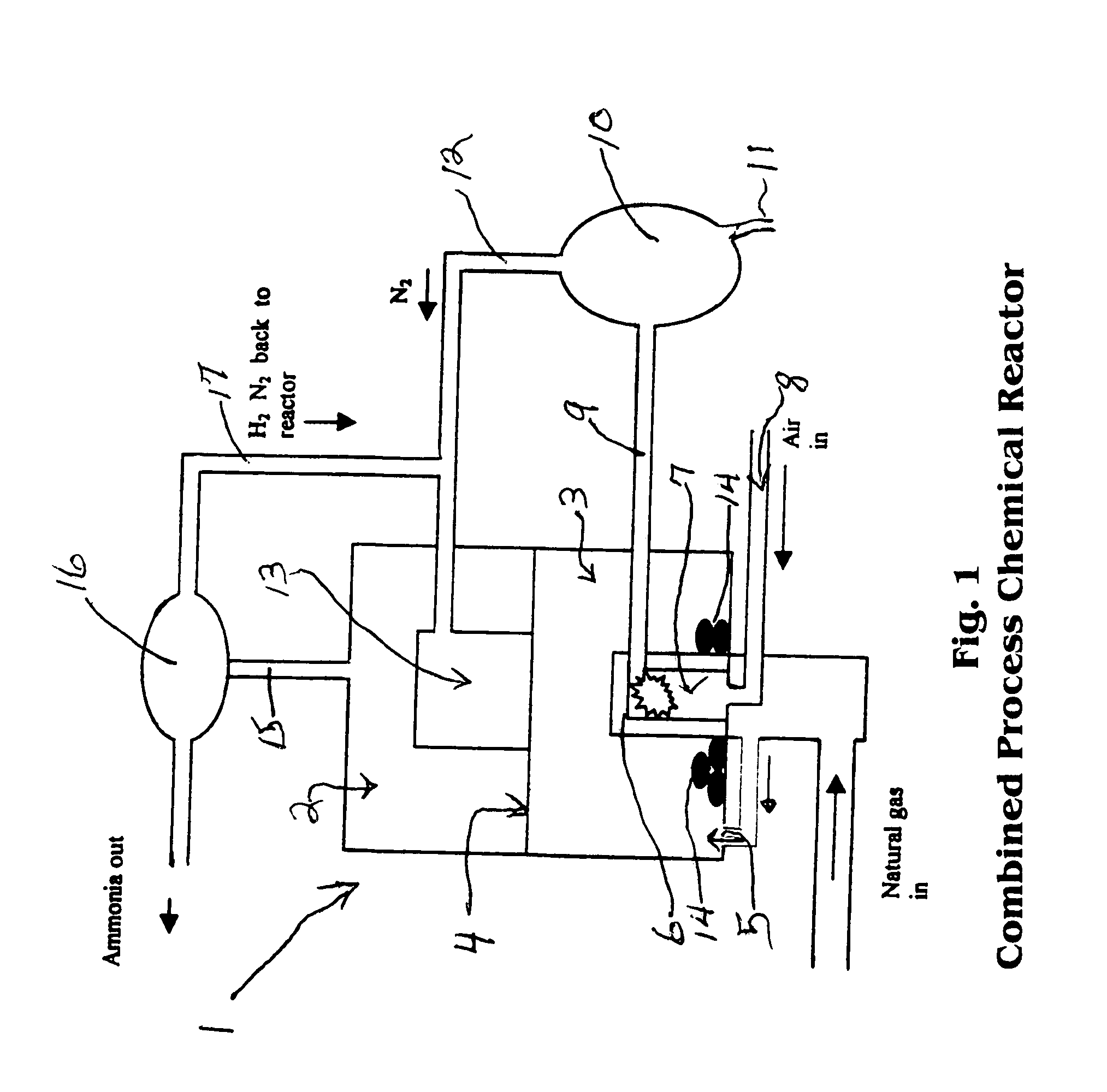 Combined methane decomposition and ammonia formation cell