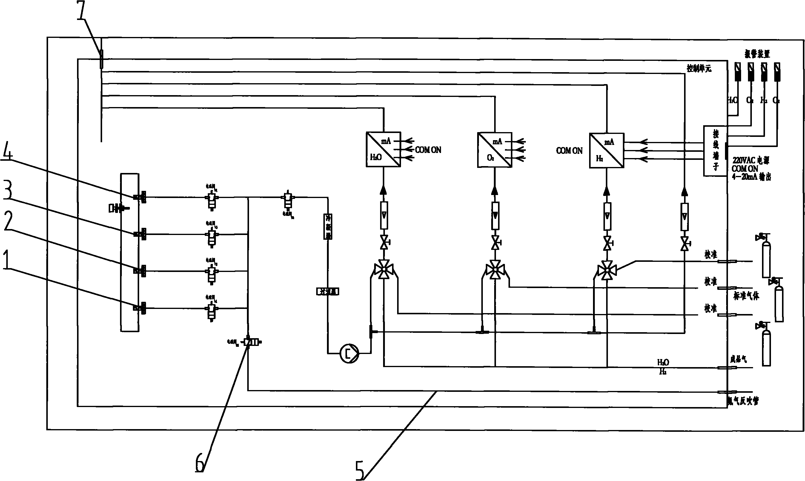 Gas online detection device in protective gas heat treatment furnace