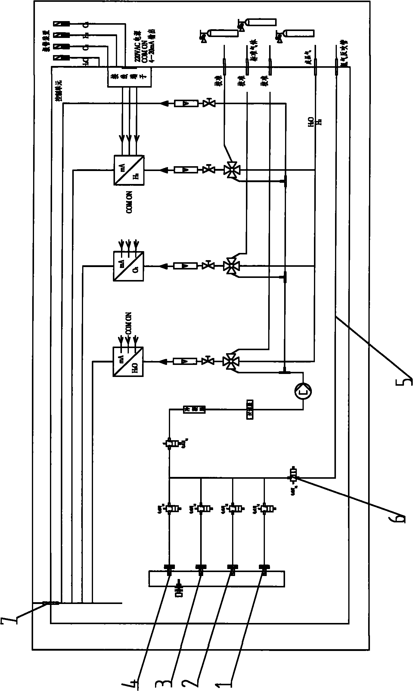 Gas online detection device in protective gas heat treatment furnace