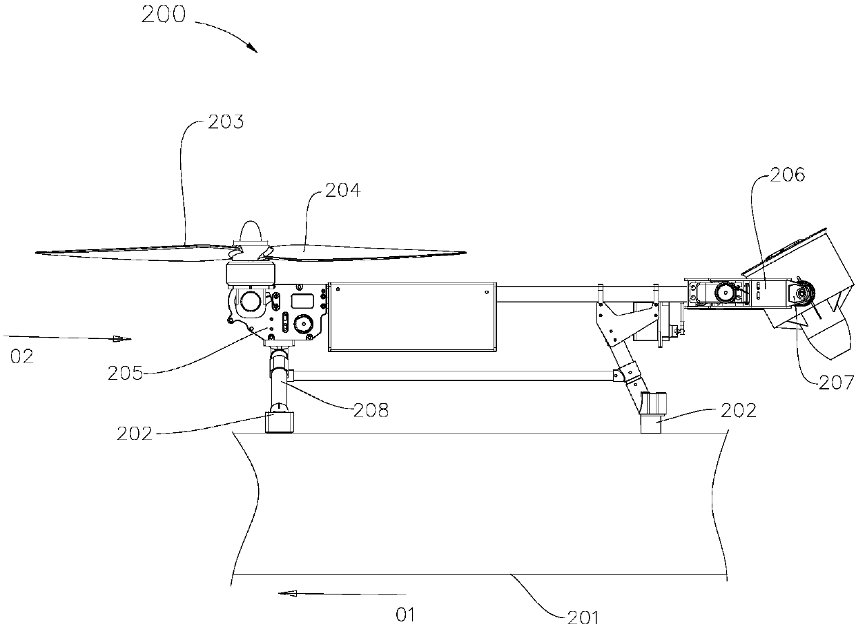 Three-axis aircraft and moving and taking off method