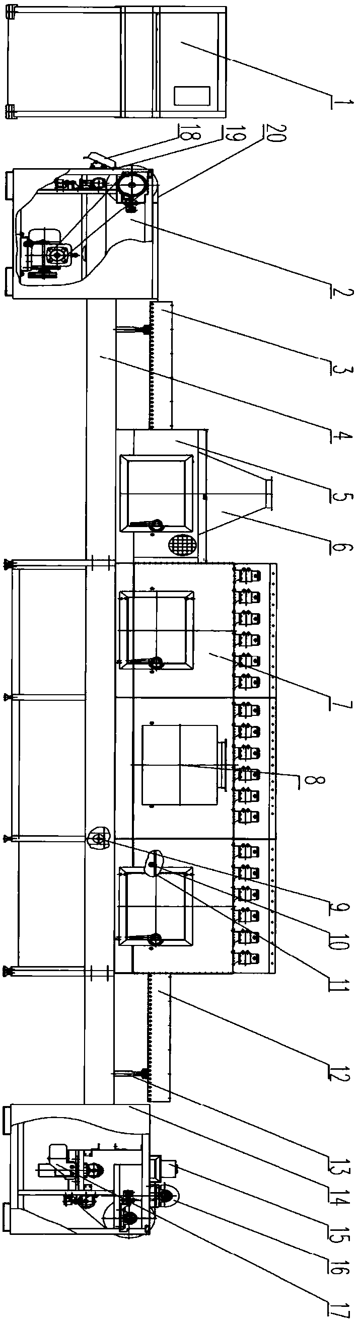 Molecular sieve tunnel type microwave drying device continuously adjustable in power