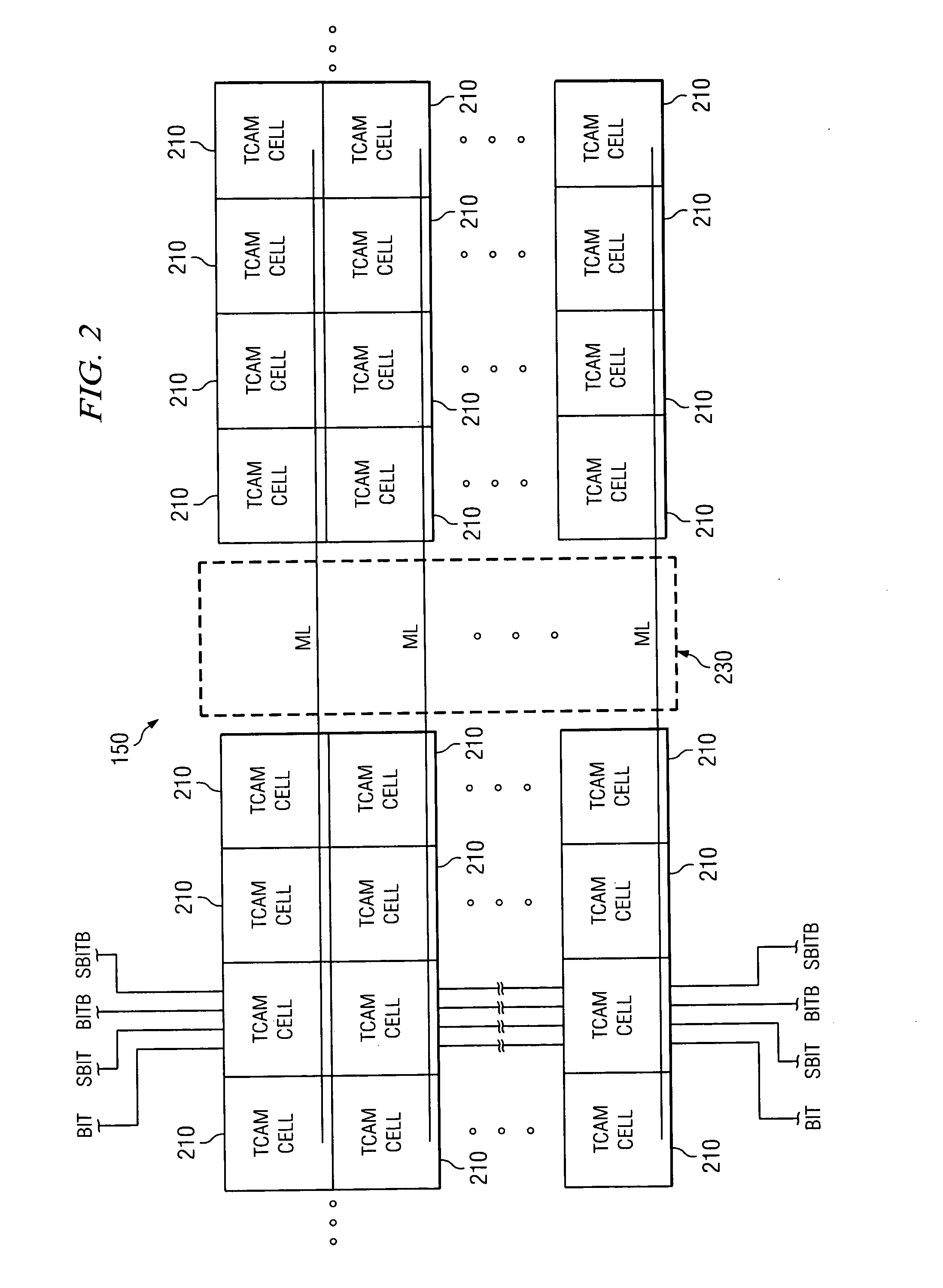 Area efficient stacked TCAM cell for fully parallel search