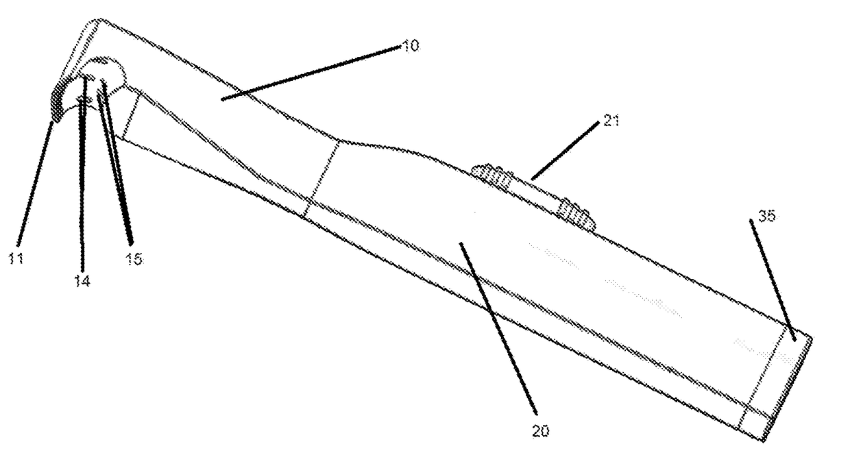 Tongue cleaner with suction and irrigation ports.