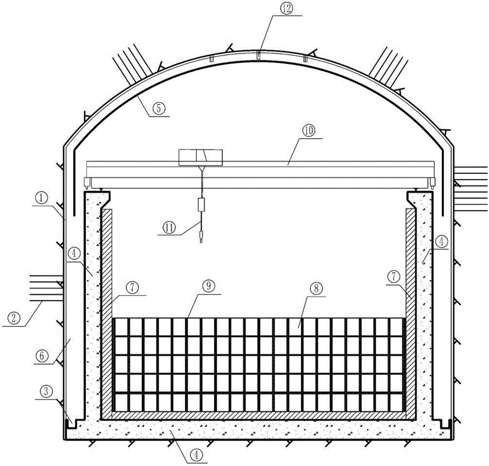 Waterproof and drainage system and construction method of low-medium radioactive waste grotto type disposal site