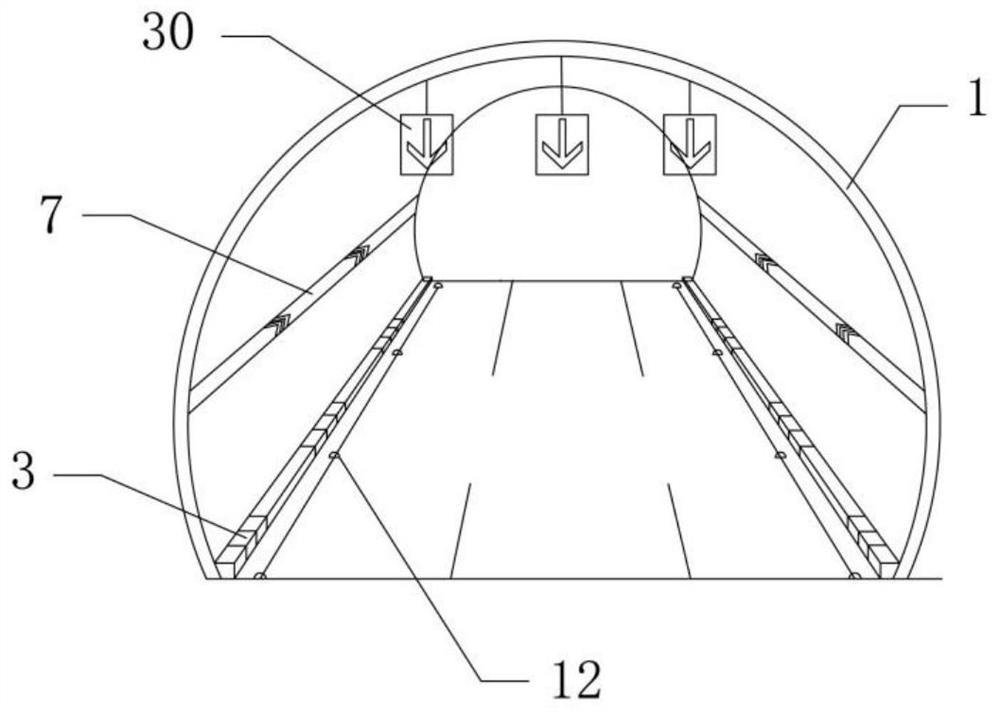 A line-of-sight guidance system in the merge area of ​​an underground interchange