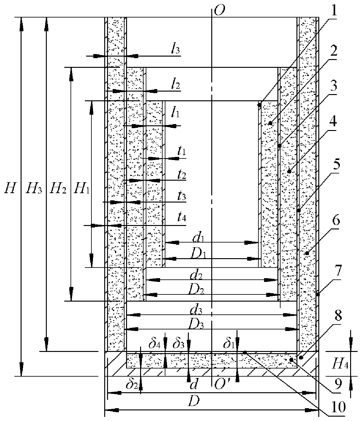 An explosion-proof structure of a variable-section gradient foam sandwich cylinder