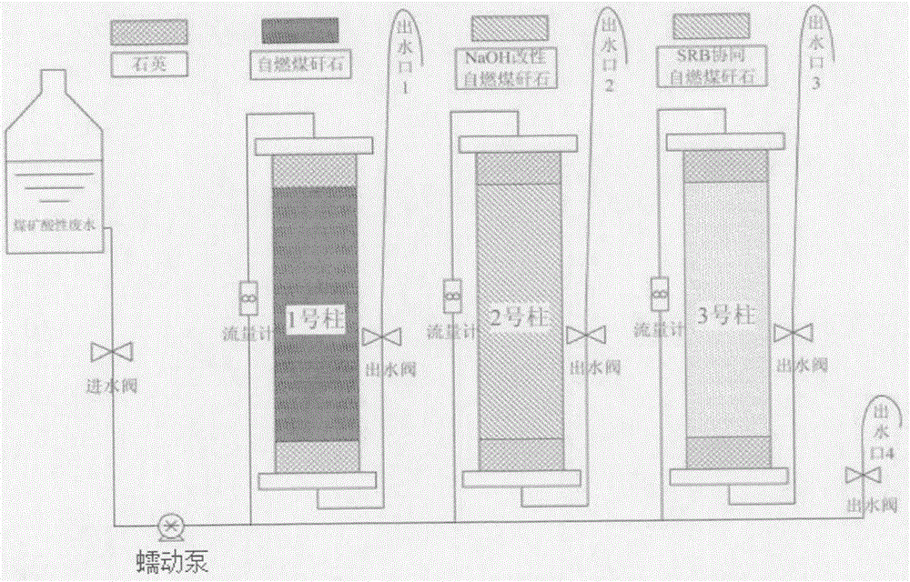 Method for processing coal mine acid wastewater through sulfate reducing bacteria and spontaneous combustion coal gangue in synergetic manner