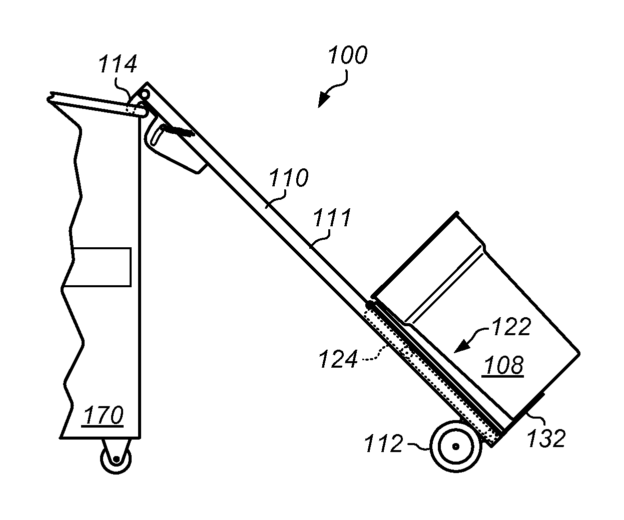 Garbage moving dolly and unloading system