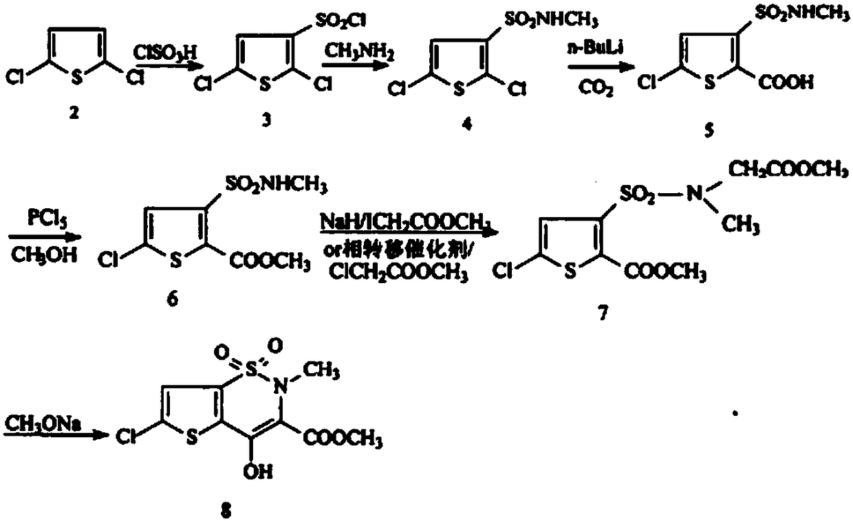 Method for synthesizing lornoxicam intermediate by one-pot method