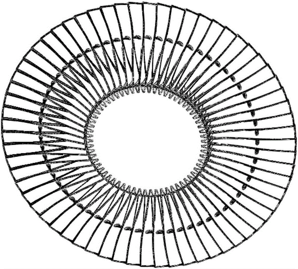 Vibration analysis method for dry frictional damping mistuned blades with tendons and shroud bands