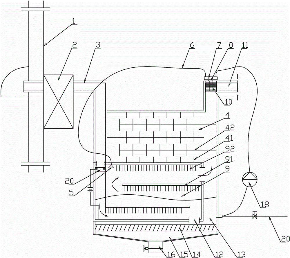 Electrostatic water washing dust removing apparatus