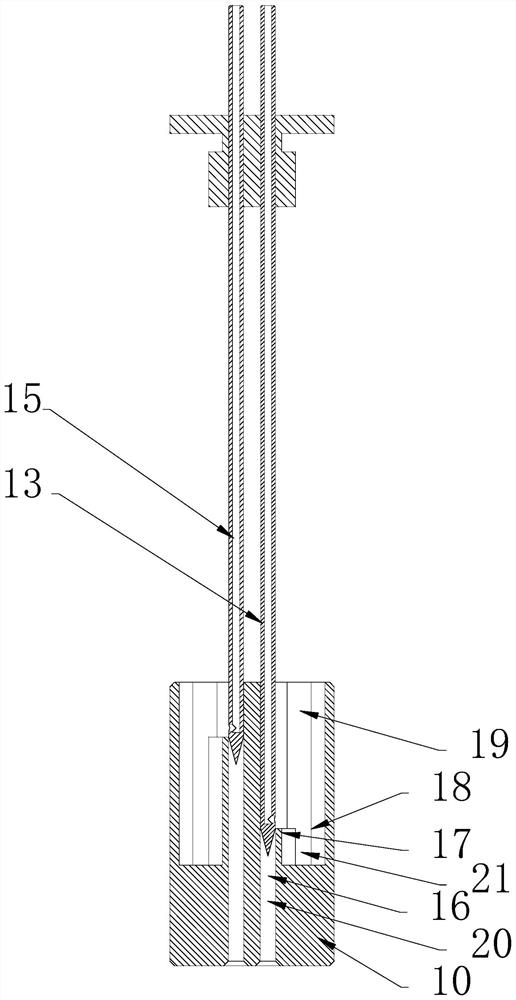 Pressing block for adding liquid into sample, liquid adding assembly and liquid adding needle cleaning method