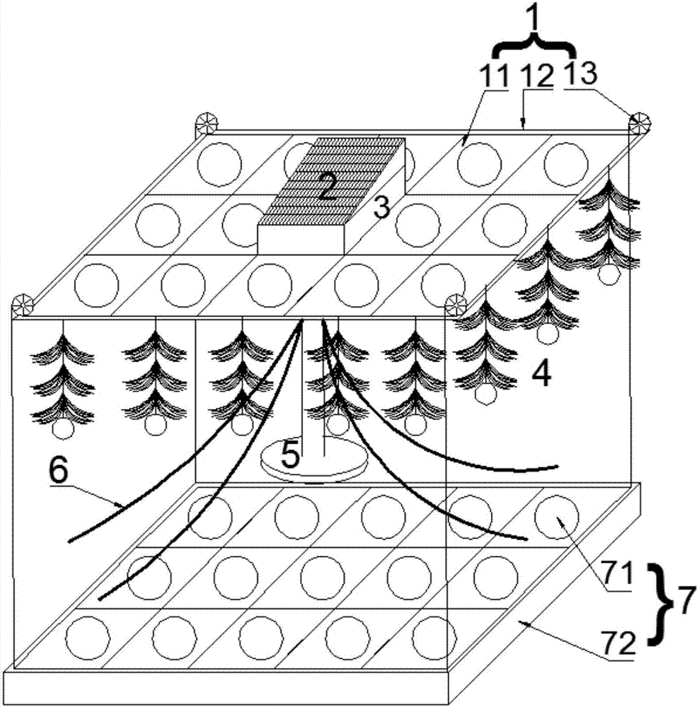 Five-dimensional purification combined type ecological floating island