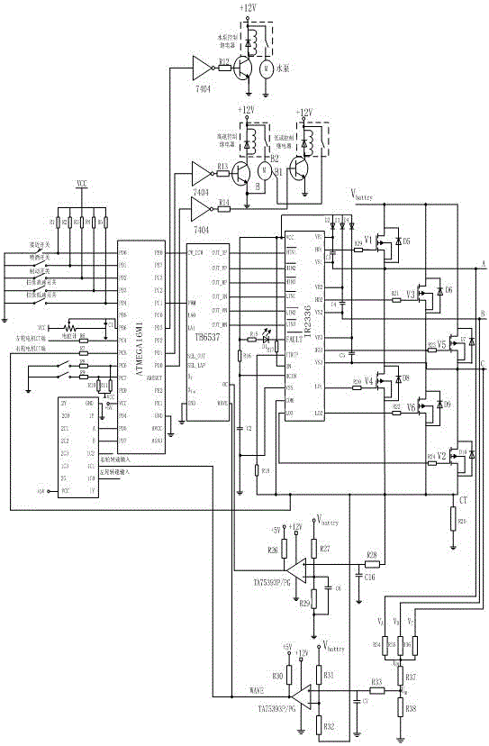 Vehicle control circuit of micro hub-style electric sweeper