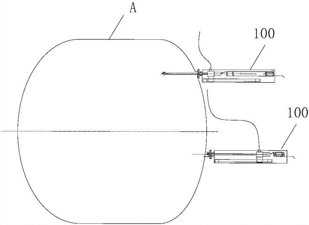 Telescopic long gun 3D tank washing device