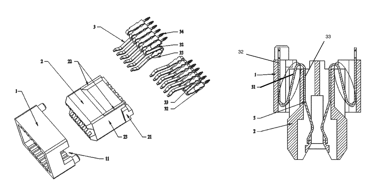 Two-part floating electric connector