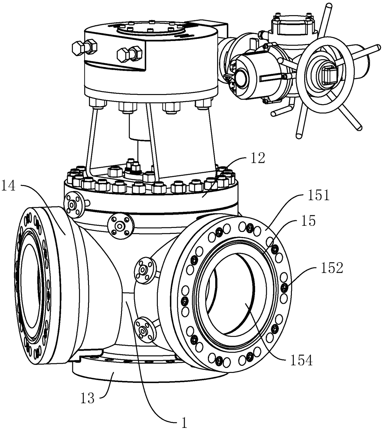 Multi-channel high-temperature all-metal sealing ball valve