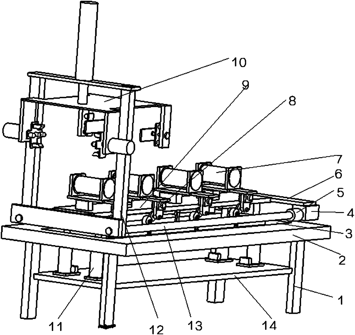 Front lifting adjustment mechanism for seamless steel tube perforating machine