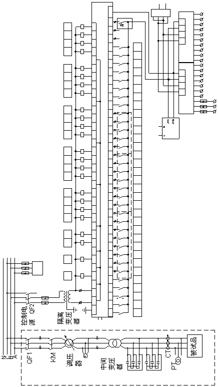 Large oil-immersed transformer empty and load comprehensive test equipment and method