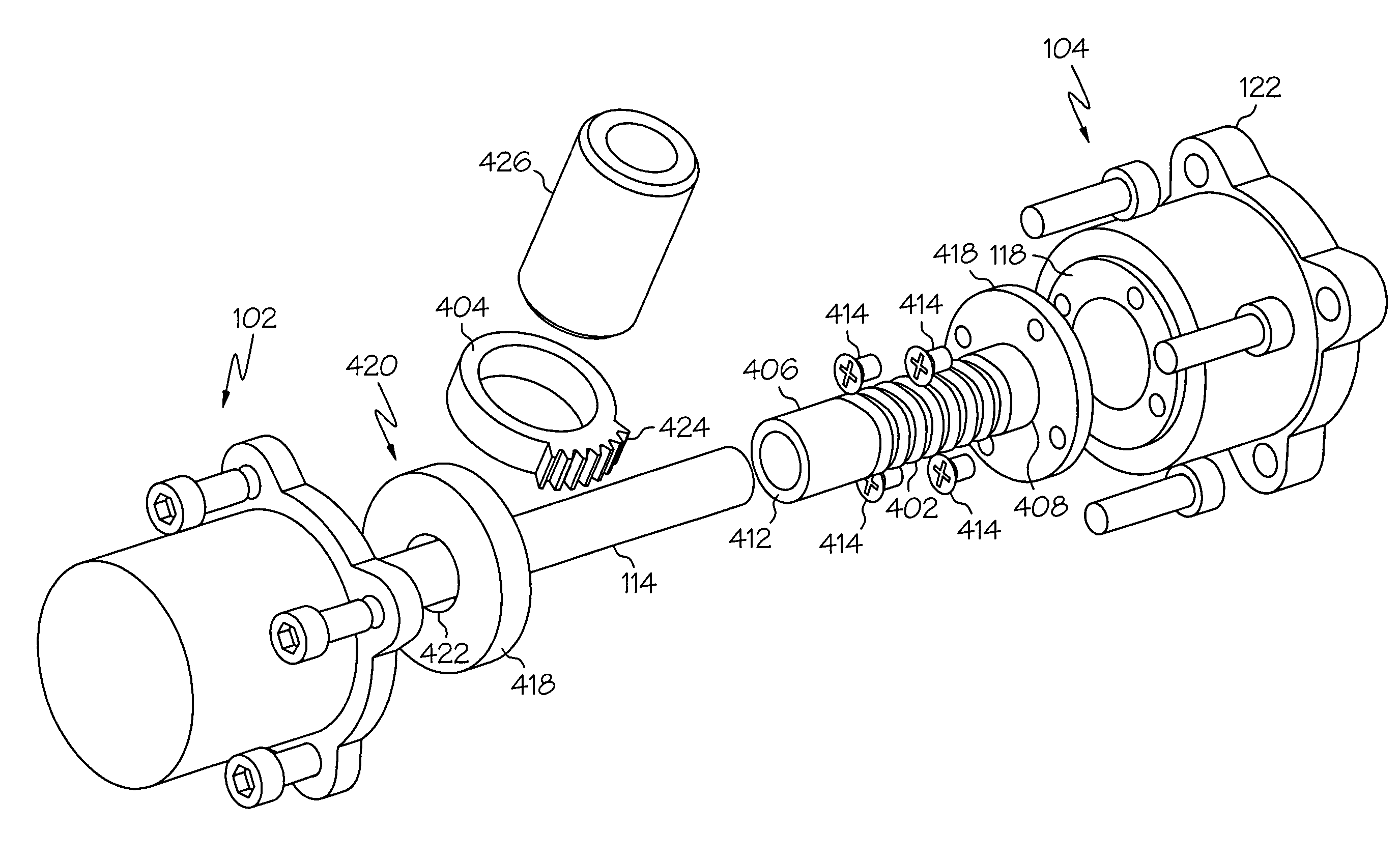 Motor driven harmonic drive actuator having an interposed output mechanism