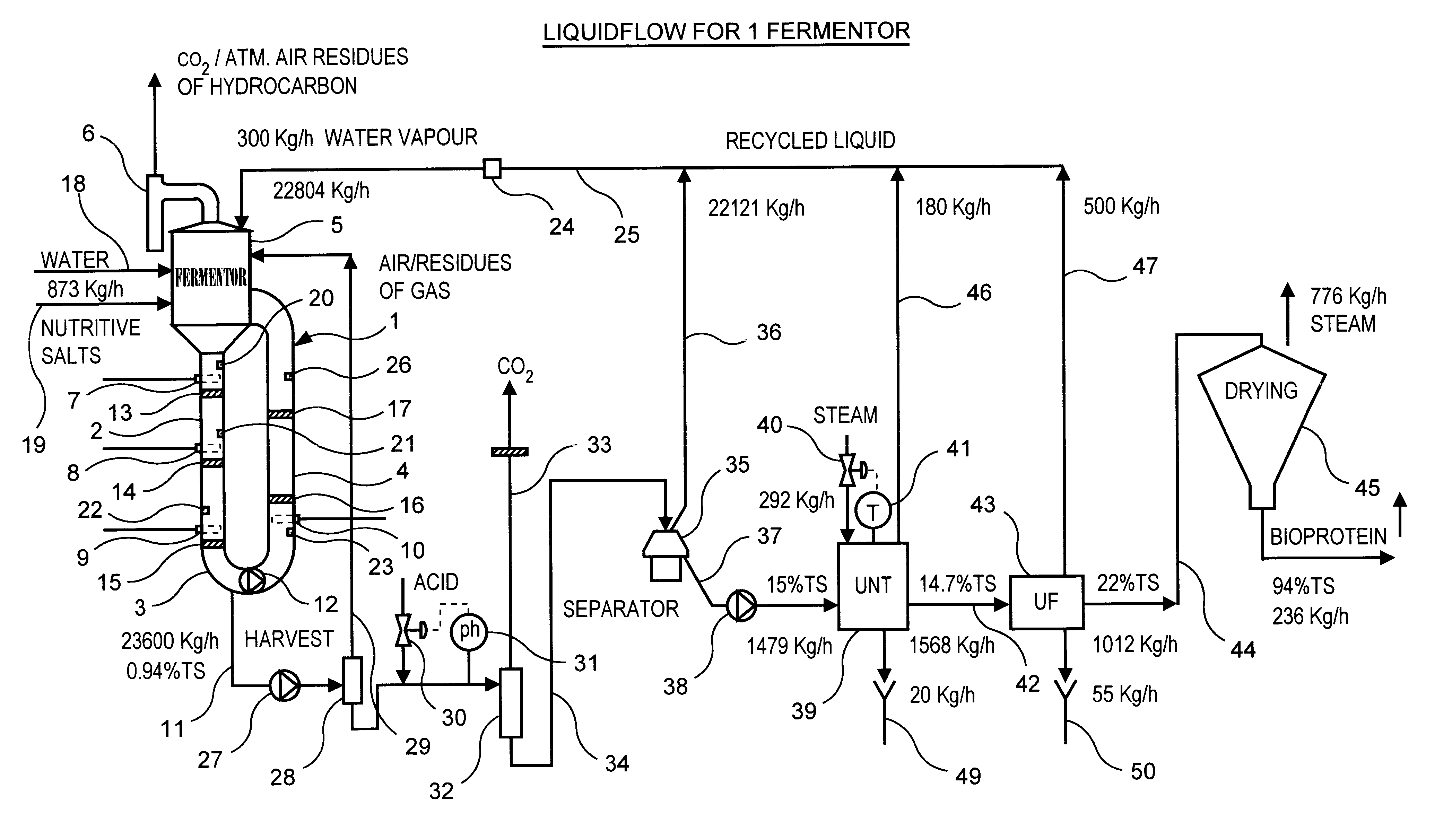 U-shape and/or nozzle u-loop fermentor and method of carrying out a fermentation process