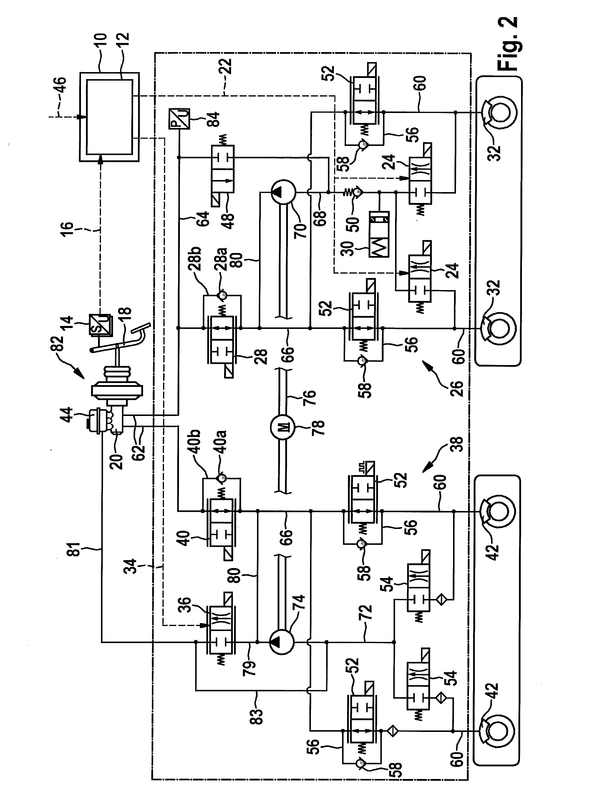 Control device for a hydraulic braking system of a vehicle, hydraulic braking system for a vehicle, and method for operating a hydraulic braking system of a vehicle