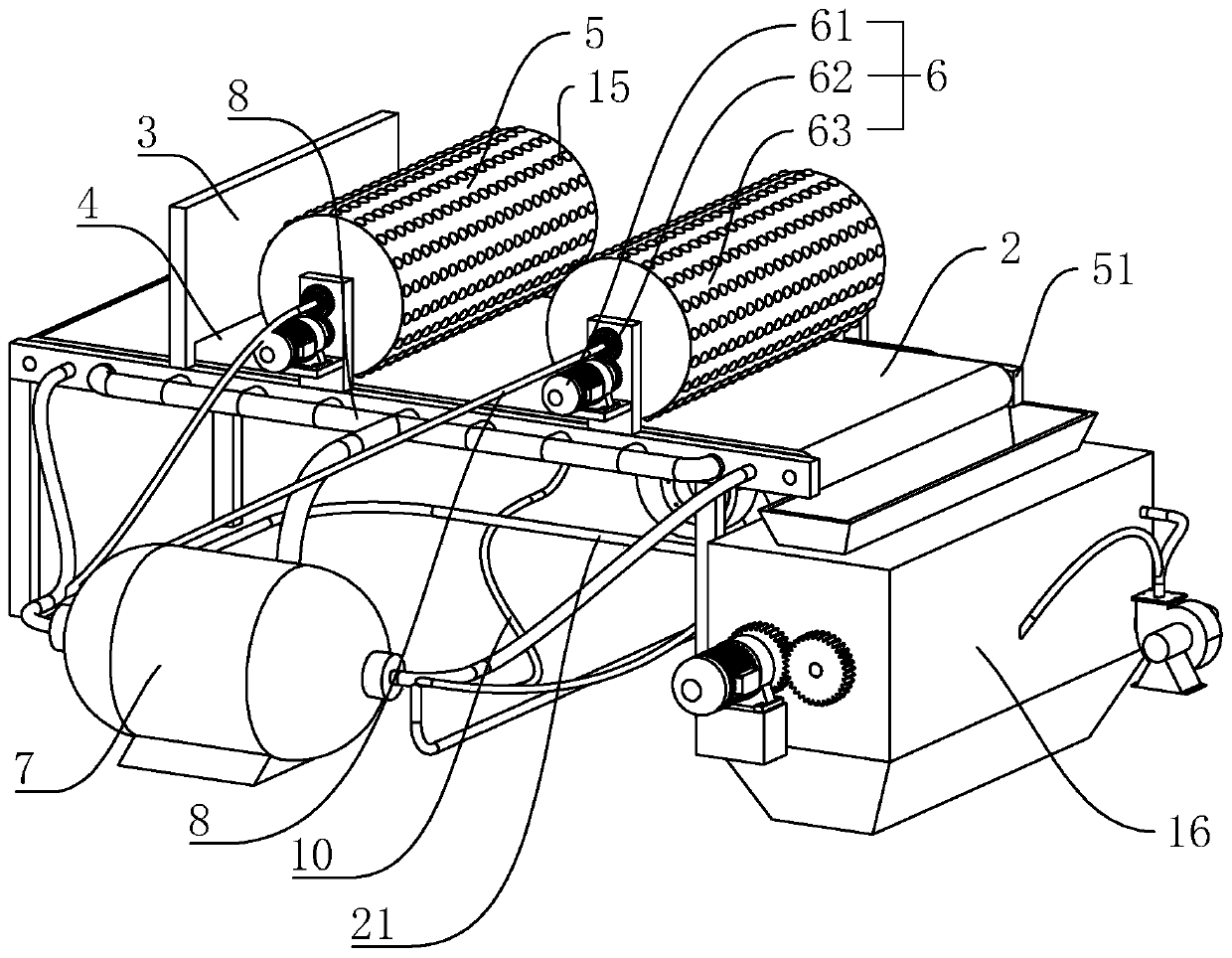 Crushing and cooling device for calcium oxide