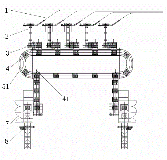 Packaging box process for strip box packaging production and device for implementing packaging box process