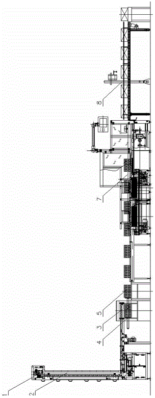 Packaging box process for strip box packaging production and device for implementing packaging box process