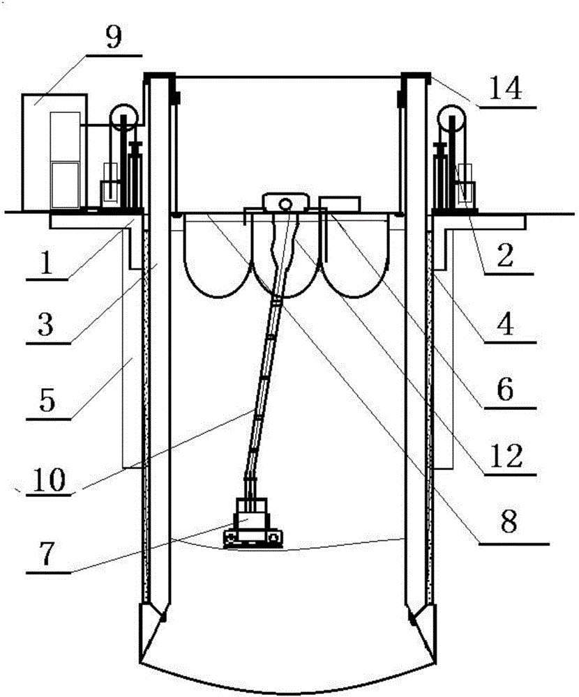 Multifunctional numerical control shaft sinking device and construction method