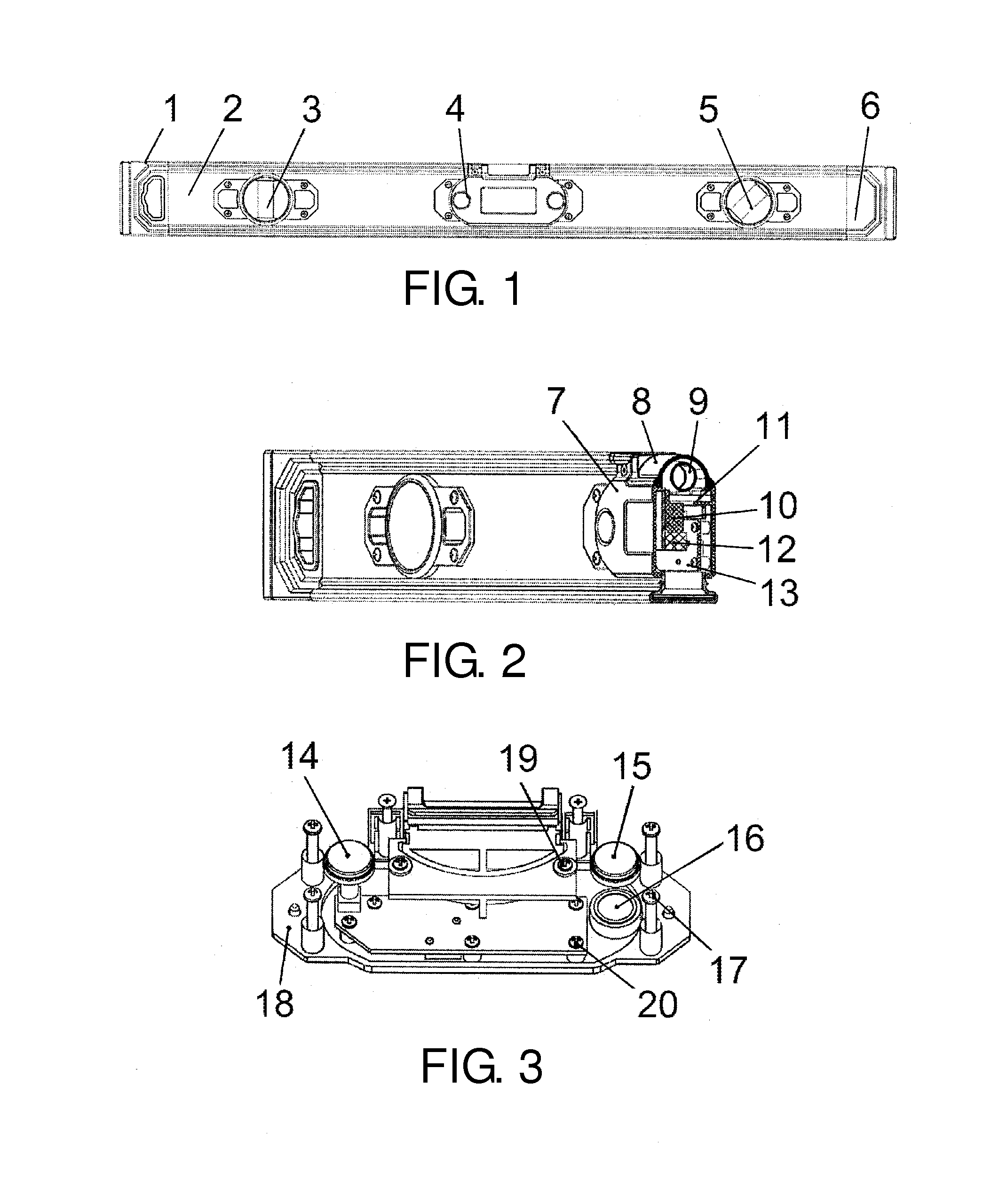 Spirit level with LED indicators