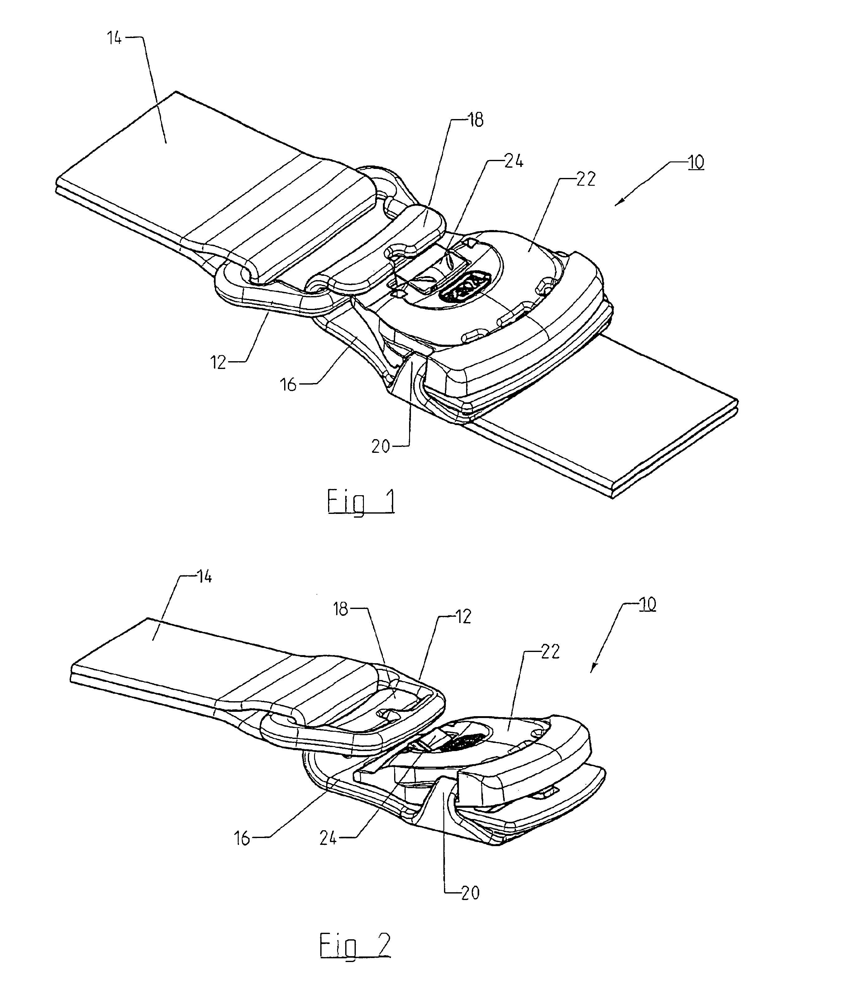 Self-locking fixing loop with strap adjustment