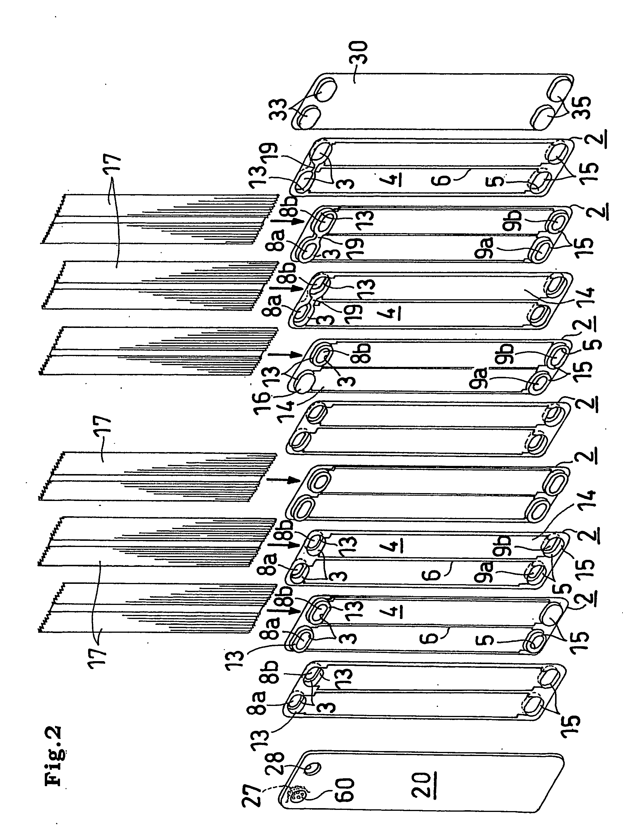 Layered heat exchanger, layered evaporator for motor vehicle air conditioners and refrigeration system