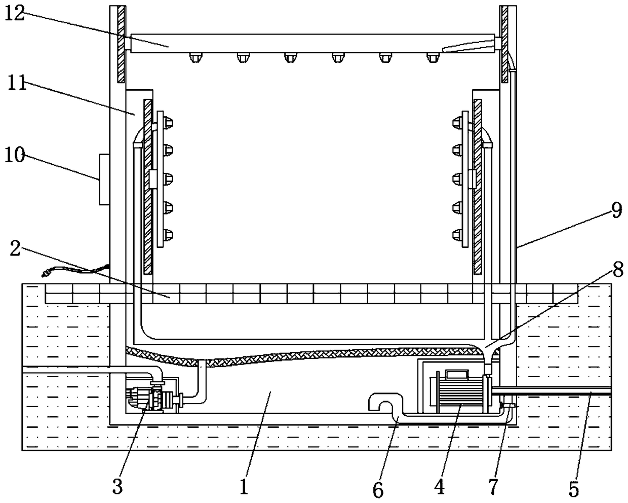 Efficient vehicle washing device used for construction site