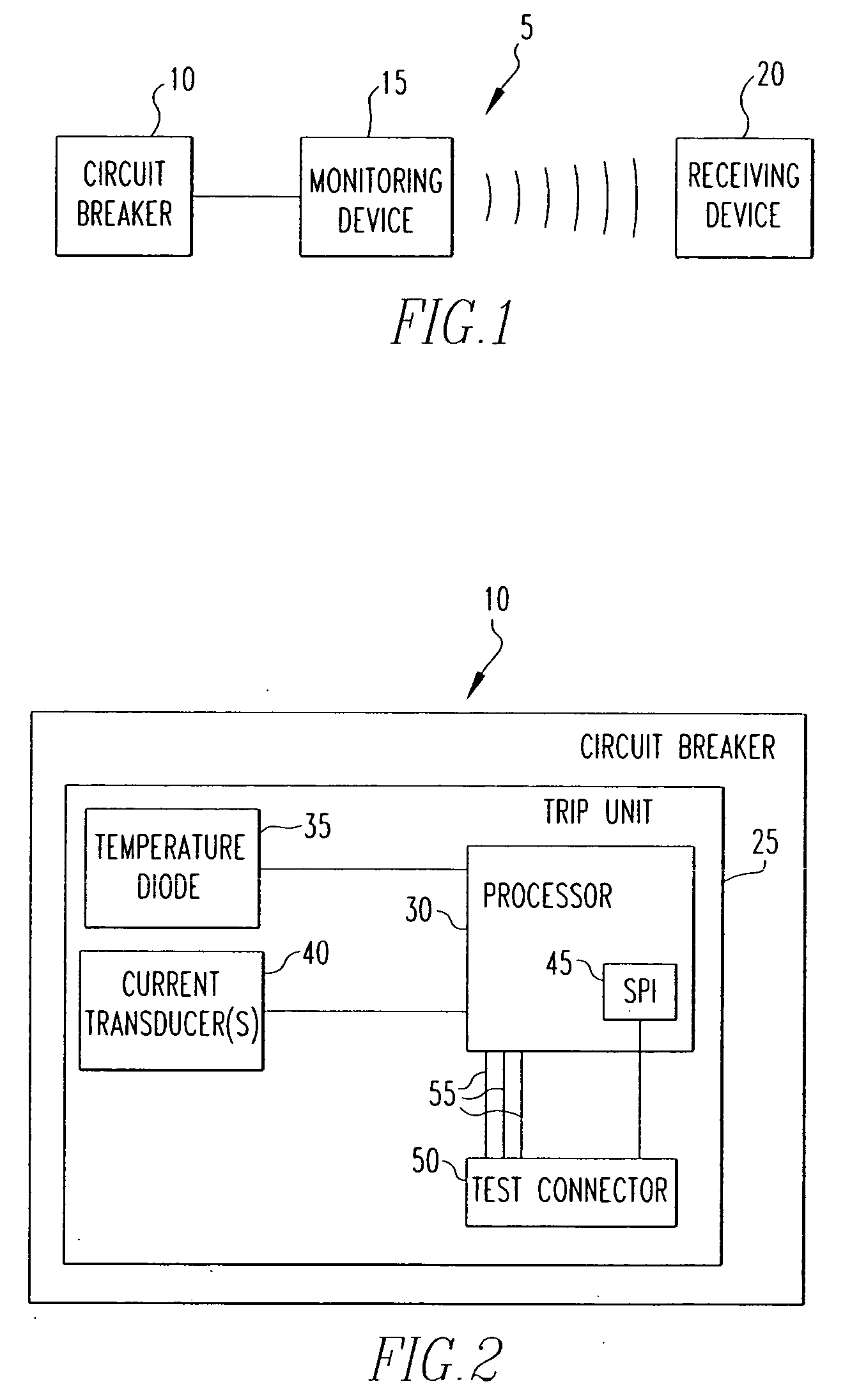 System for wireless monitoring of circuit breakers