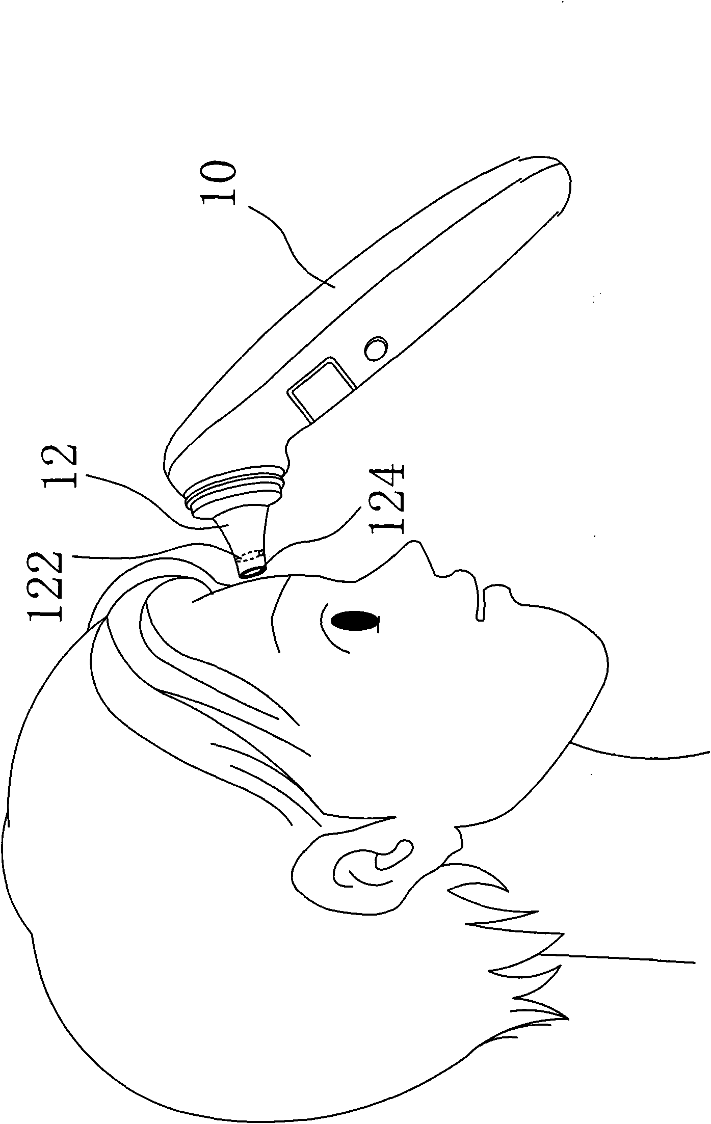 Ear thermometer with ear canal sensing device and measuring method thereof