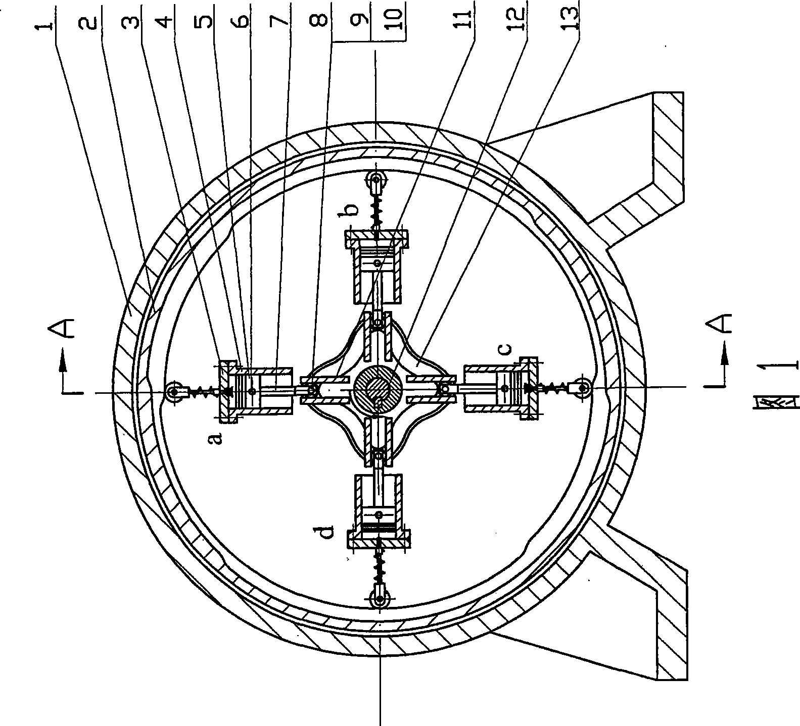 Push cam type internal combustion engine without side pressure