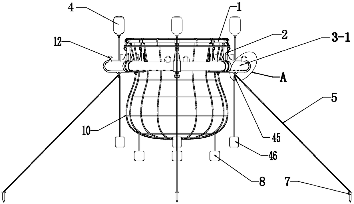 Rising and falling marine aquaculture net cage