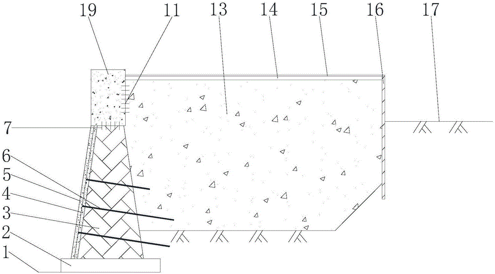 Heightened construction method for active service stone building bank protecting wall