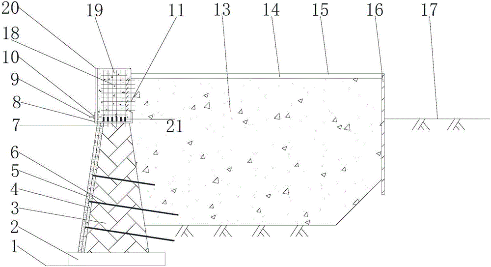 Heightened construction method for active service stone building bank protecting wall