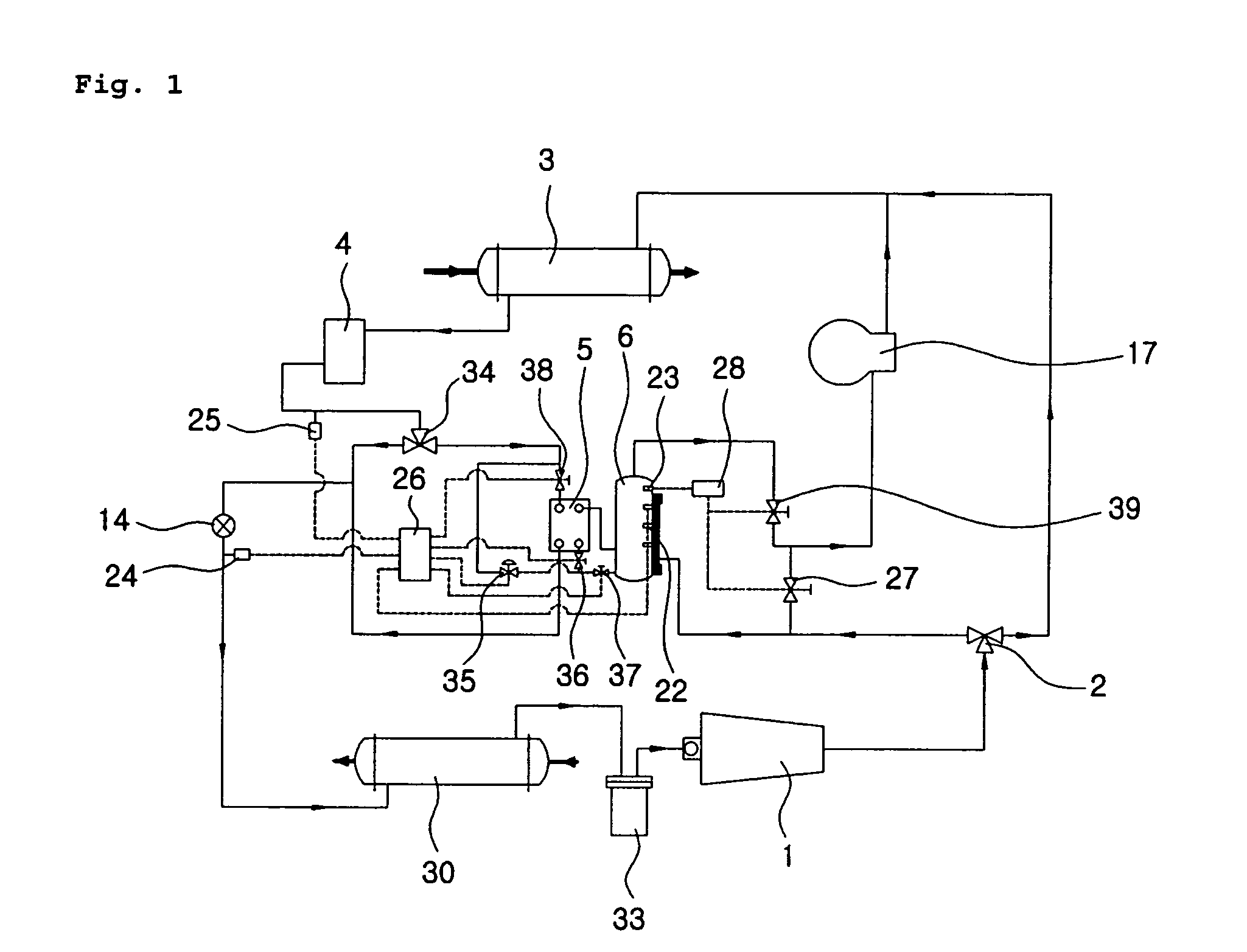 Flash tank of two-stage compression heat pump system for heating and cooling