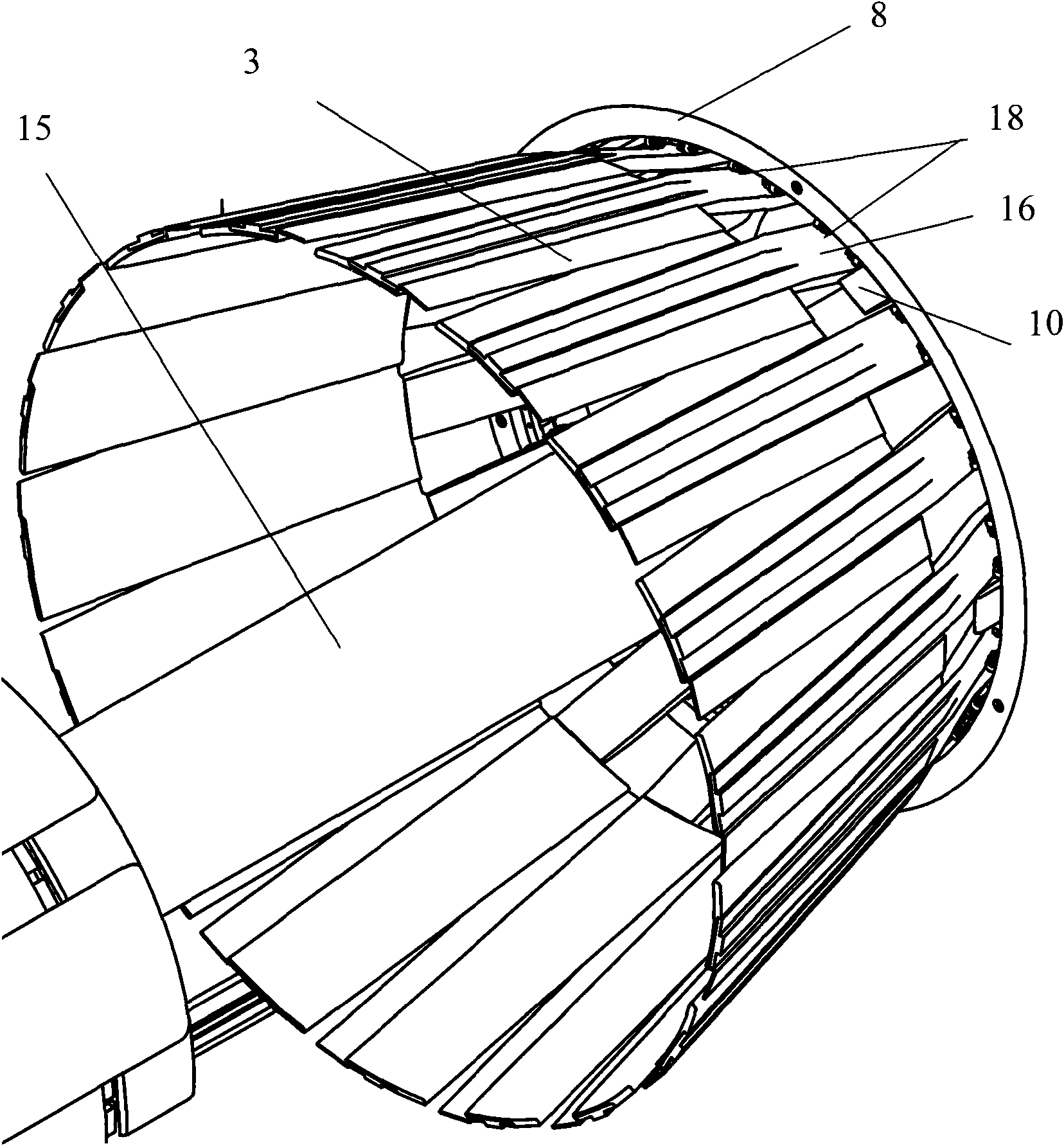 Finger-shaped turning down device for tyre molding machine