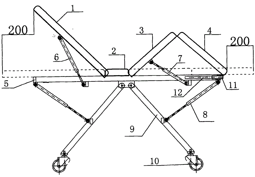 A foldable ship type stretcher cart suitable for various elevators